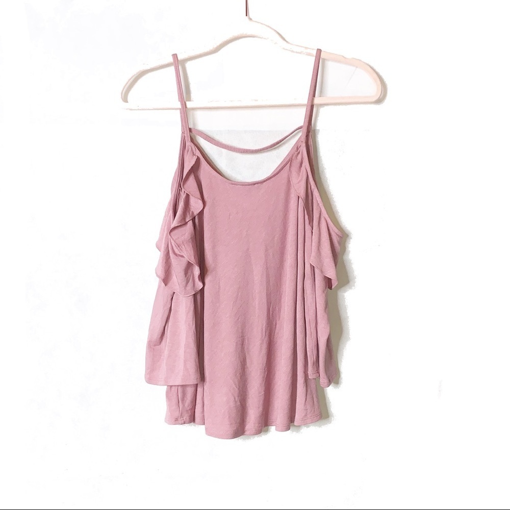 EXPRESS Rose/Mauve Cold Shoulder Top M NWOT